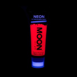 Moon Glow Large 75 ml Intensive Red UV Body Paint Body Paint Black Light Fluorescent Make-Up Body Paint Neon Colours with Sponge Applicator