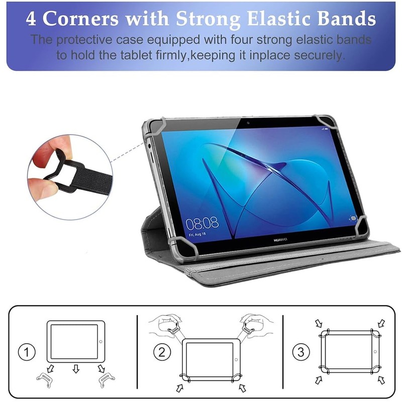 Universal 7-8 Inch Tablet Case Cover, Floral Pattern Leather 360°