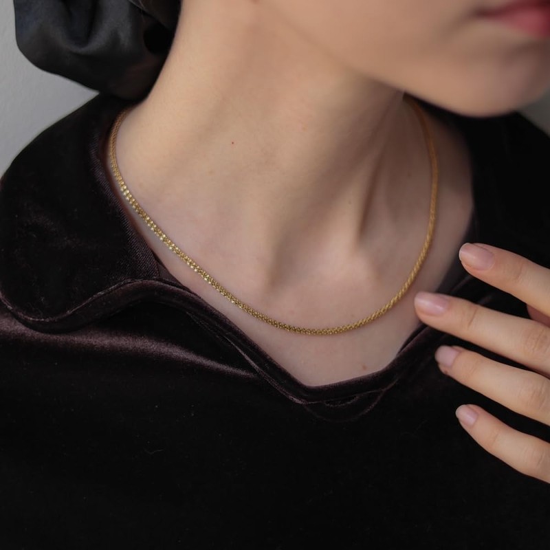 [AJIRO ACCESSORY] N054 Necklace, Silver, Gold, Simple, Chain, Office, Stylish,