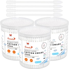 HOMEFOX Cotton Swabs Spiral Pointed - 600 Count Organic Cotton Buds Charcoal Gothic Double Side Tightly Wrapped Precision Cotton Tips Paper Stick Soft Gentle Lint-Free, Spiral & Pointy (White)
