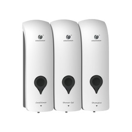 Manual Soap Dispenser Pump Liquid Soap Dispenser Wall Mounted Single/Double/Triple 300ml Chamber Shower Gel Shampoo Box Container Bathroom Accessories (ACD-3049A White)