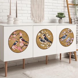 Lekabee Flowers Wall Decals,Removable Peel and Stick Birds Vinyl Wall Stickers, Flowers Colorful Hummingbird Branch Flower Decals Garden Living Room Bedroom TV Decorations-HS