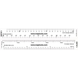 Map Ruler for 1:25,000 Scale Maps. LAT/Lon, Miles, Kilometers