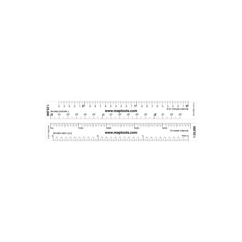 Map Ruler for 1:25,000 Scale Maps. LAT/Lon, Miles, Kilometers
