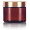 6 oz Amber PET Plastic Refillable Jar with Gold Metal