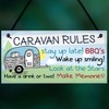 RED OCEAN Caravan Rules Novelty Hanging Plaque Campervan Outdoor Garden
