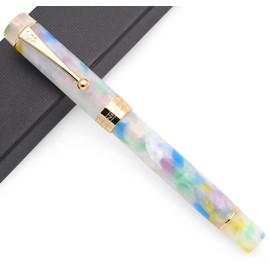 JINHAO Century Tofu 100 18KGP Golden Plated Resin Fountain Pen (Colourful, Medium Nib)