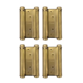 4Pcs 2 Pairs 4" Double Action Spring Hinge Stainless Steel Cafe Saloon Door Swing Self Closing Brass with Screws
