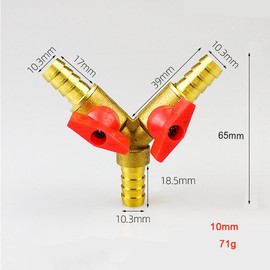 3 Way Hose Connector, Y Shape Brass Ball Valve Connector HATOOLHA® Shut Off Coupling Splitter Ball Valve for Water Oil Gas (10mm)