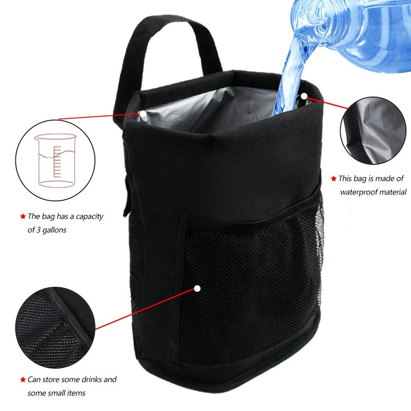 Qichebox Car Trash Can Reusable Waterproof Vehicle Garbage Bin Car