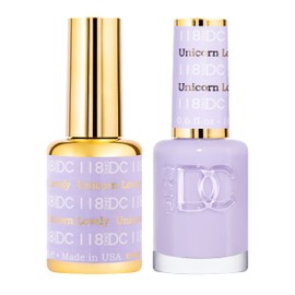 DND DC Gel Polish Set, Purple Collection, UV/LED Gel Polish and Air Dry Nail Lacquer, Matching Chip-Free Polish Duo, 118 Unicorn Lovely, 0.5 Fl Oz