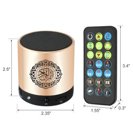 Ramadan Portable Digital Quran Speaker, Anlising Quran Speaker MP3 Player with Remote Control, Quran Translator, USB Rechargeable, 8GB FM Radio, Over 18 Reciters and 15 Translations Available(Gold)