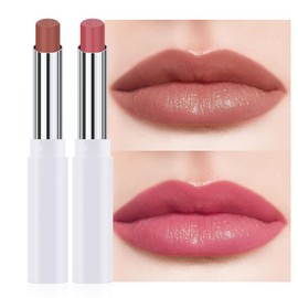 HHLTOH 2Pcs Tinted Lip Balm Moisturizing Lipstick,Waterproof Hydrating Matte Lip Balm for Women,Creamy Natural Color Stain for Dry Lips,Soft Matte Finish (9# Charming Peach Pink & 3# Bean Paste Brown)