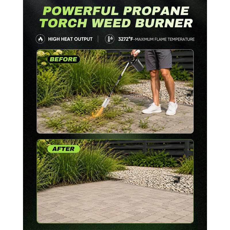 Saker Propane Weed Torch, 45,000 BTU, 30" Handle, Heavy Duty