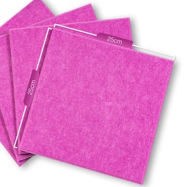 Bulletin Board 40x30in, 12 Count 9.8 x 9.8in Felt Wall Tiles with Removable Adhesive Tape, Cork Board Alternative for Walls, Wall Decor, Kids Art Display, Kids Room (Magenta Collection)