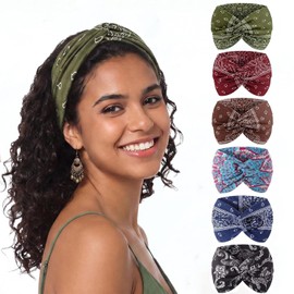 Women's Headband 23 x 15 cm Wide Elastic Headband Soft Sweatband Unisex for Yoga Fitness Jogging Workout Pack of 6
