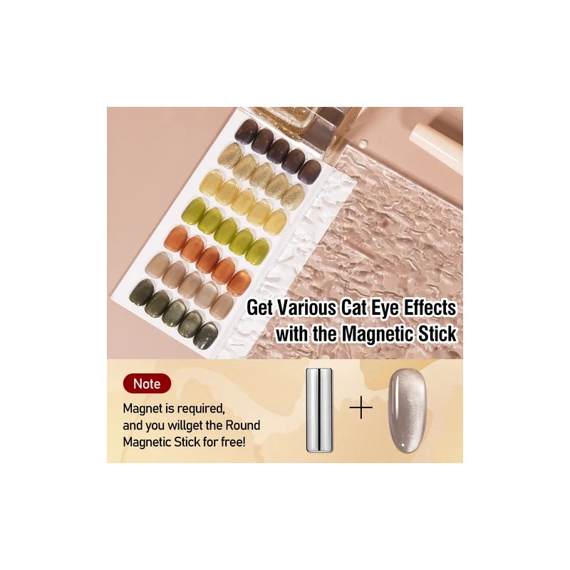 Esmaltes Uñas Gel Efecto Ojo Gato 12 Ml+liman, 7 Unidades