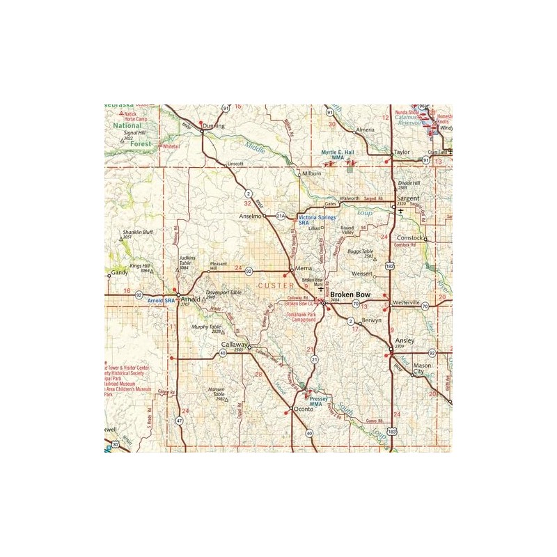 Benchmark Maps: Nebraska Recreation Wall Map - 26 x 37