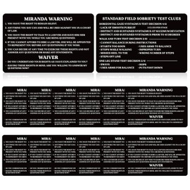 Motiskyy 12 Pcs Miranda Warning Card Metal Miranda Rights Card Engraved Standard Field Sobriety Test Clues for Law Enforcement, Police, Black Privilege