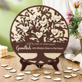Yousoontic Grandma Gifts from Grandkids 3D Wooden Family Tree with 20 Heart Tags Grandparents Gifts from Grandchildren Mother's Day Birthday Housewarming Present for Grandma