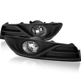 Spec-D Tuning Clear Bumper Driving Fog Lights + Bulbs + Switch Compatible with 2013-2015 Nissan Sentra L+R Pair Assembly