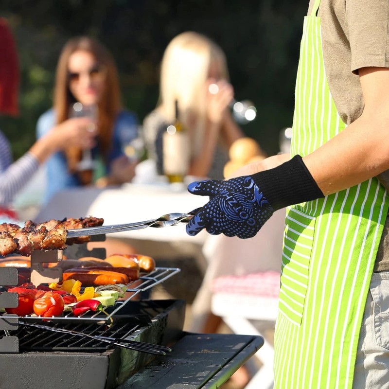 Extra Long 14-Inch BBQ Gloves - Comfortable Heat Resistant Silicone