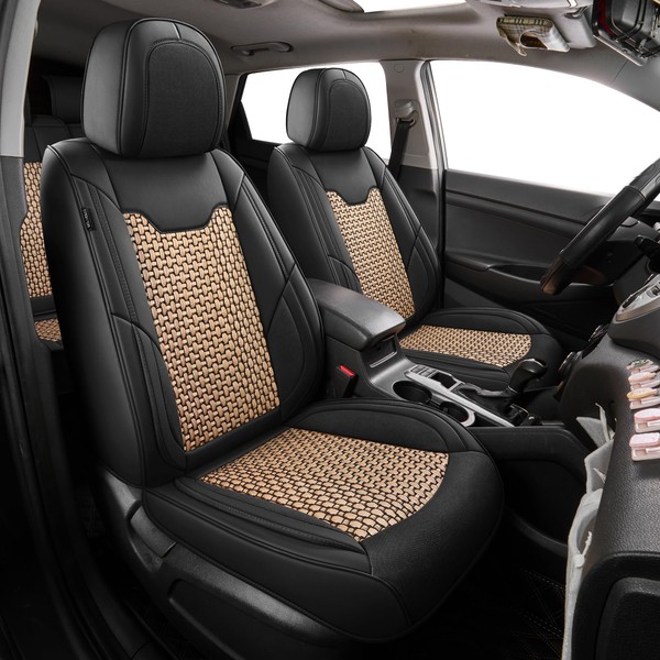 FREESOO Car Seat Cover Full Set, Leather Seat Covers Breathable