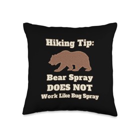 Funny Hiking Things Bear Work Like Bug Spray Funny Hiking Throw Pillow, 16x16, Multicolor
