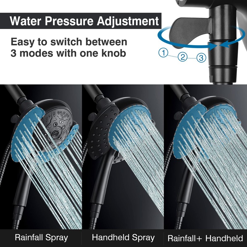 Shower Head with Handheld High Pressure: 2-IN-1 Shower Head with