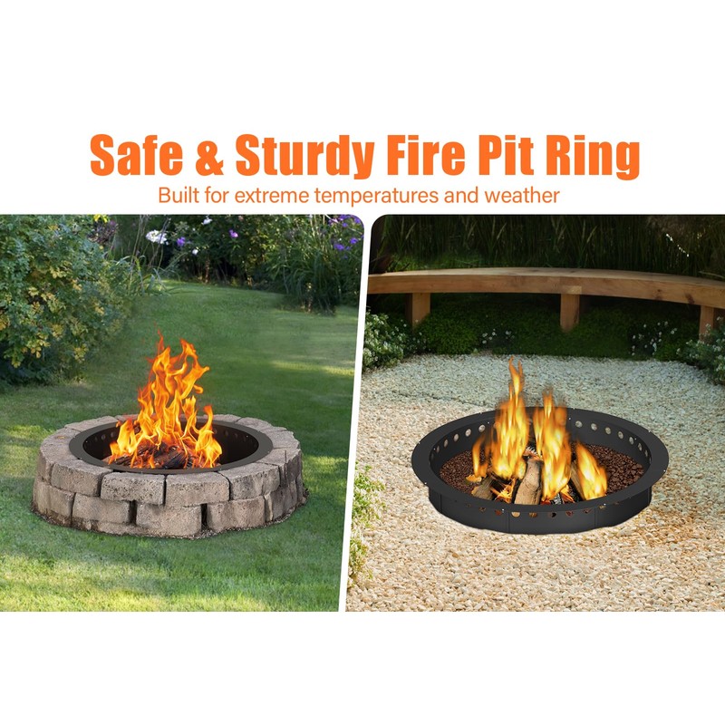 TUSGENK 39 Inch Fire Pit Ring for Outside, Large Smokeless
