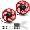 FSBCGT 2PCS 10 inch Slim Fan Push Pull Electric Radiator Cooling 12V 80W Mount Universal Kit Red