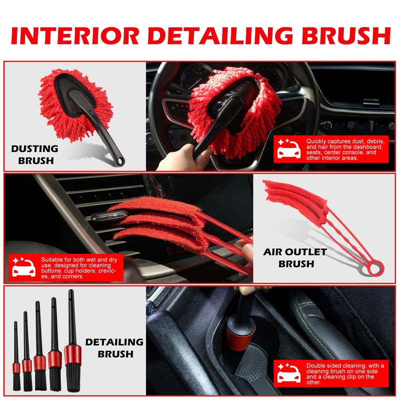 25Pcs Car Detailing Kit, Car Cleaning Kit with Drill Brushes