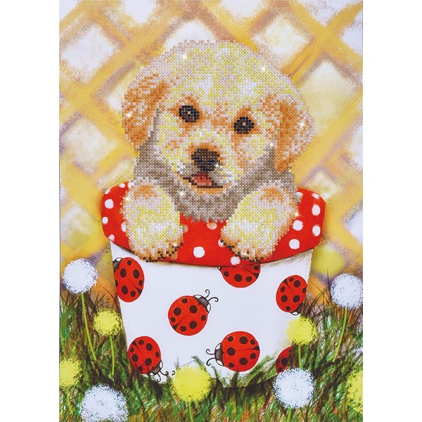Needleart World Pup In Pot Diamond Embroidery Facet Art Kit,
