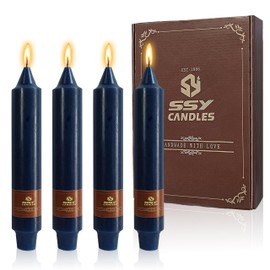 Navy Short Taper Candle 7 Inch Candlesticks Unscented Dripless Tapered Candle Set for Home Decor Wedding Party Dinner Candles, 4 Pack