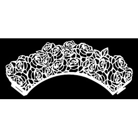 GWHOLE White Cupcake Wrappers, 50pcs Cupcake Liners with Rose Design Laser Cut Liners for Wedding Birthday Baby Shower Party Decorations Fancy Small Cupcake Decorations for Regular Cupcake