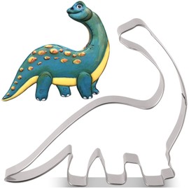 LILIAO Dinosaur Brontosaurus Cookie Cutter for Kids Birthday Party - 4.3 x 4 inches - Dino Biscuit and Fondant Cutters - Stainless Steel