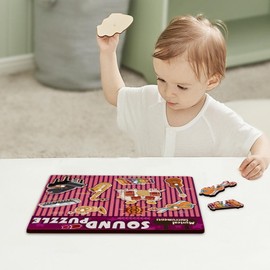 Musical Instruments Sound Puzzle | Wooden Musical Instrument Jigsaw - Wooden Puzzle with Sound Effects for Home, School, Kindergarten