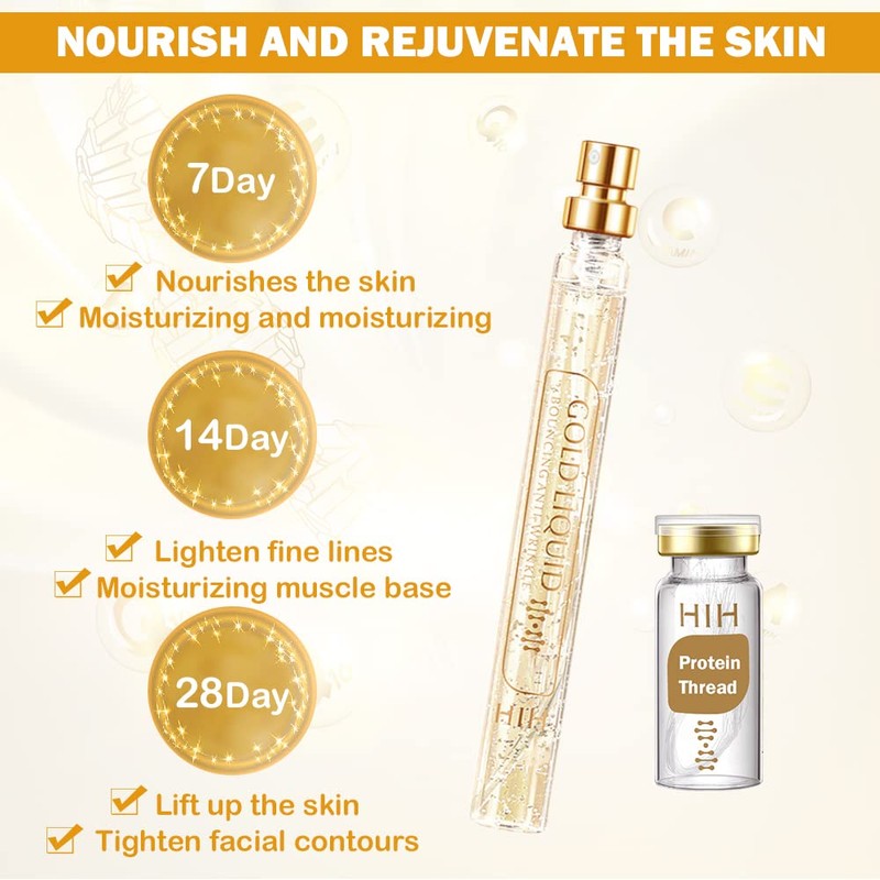 Soluble protein thread, nano gold essence combination, combination of soluble