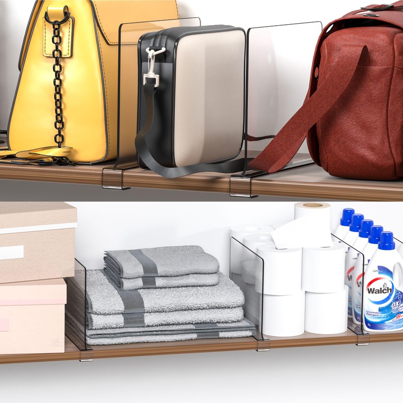 Clear Acrylic Shelf Dividers for Closet Organization - 2 Pack