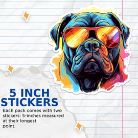 (2 Pack) Cane Corso Dog Stickers - Cane Corso with Sunglasses - Choose FromOver 100 Dog Breeds - 5 Inches On Longest Side - Premium Vinyl - Made in USA - BMCS0332