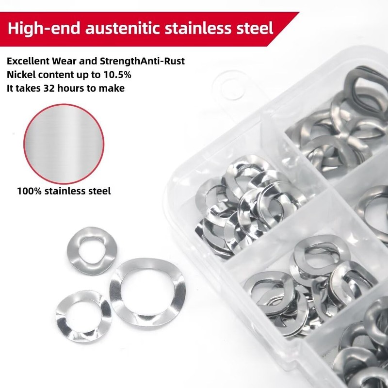 350PCS Spring Wave Washer Gasket Assortment Kit, M3 M4 M5