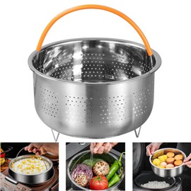 Steamer Basket Insert, Stainless Steel Steamer Insert for Pot, Steamer Insert Steamer Pot with Handle Steam Pot for Steaming Vegetables Fruits Eggs (Round 21.5 cm)