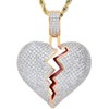 putouzip Men Broken Heart Chains 18k Gold Plated Fully Iced