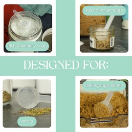 4 Pack – 2 Tablespoon Plastic Measuring Scoop – 1/8 cup / 29.6cc / 29.6 ml / 1 oz. – for Protein, Powders, Coffee, Milk Powder, Laundry Soap