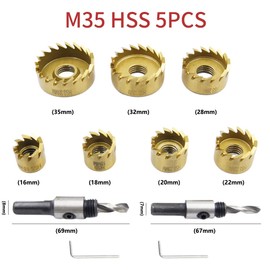 Metal hole saw set LAIWEI M35 7PCS metal hole cutter kit, 7 hole saw sizes: 16 18 20 22 28 30 32 35mm, for metal drilling
