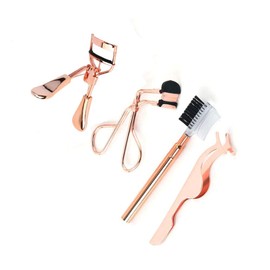 4PCS Eyelash Curler Tools Eyelashes Accessories beauty Makeup Tools Kits with Curling Eyelash Curler,Auxiliary Eyelash Trimmer,Eyebrow Comb and Eyelashes Tweezers Makeup Accessory for Ladies (Rose Golden1)