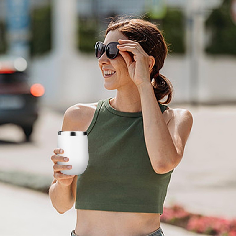 12oz/4 Pack Stainless Steel Wine Tumbler with Lids, Double WallVacuum