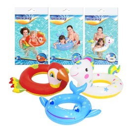 Pool Inflatables Floats for Swimming Pools - Pack of 3 Cute Unicorn, Parrot & Wales Design Swimming Pool Float Swim Ring with Topline Card. Pool Floats for Kids 3-6 Years