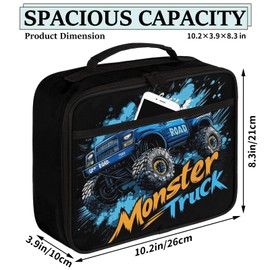 LOMBARDIDEN Kids Lunch Bag - Insulated Reusable Monster Car Trucks Lunch Box for Boys Girls - Waterproof Leakproof Lunchbox Thermal Meal Tote Kit for School Picnic Travel Back to School Giftsne size