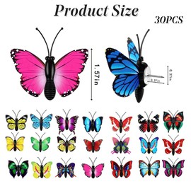 30 Packs Butterfly Thumb Tacks Decorative Push Pins Butterfly Push Pins Colorful Cute Pushpins for Photo Wall Cork Board Bulletin Board Home Wall Random Pattern Decorations